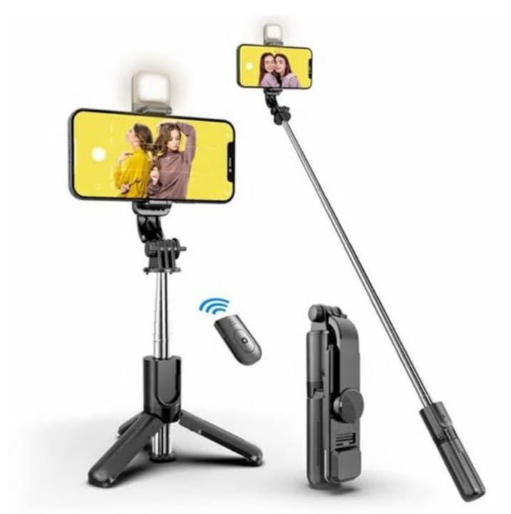 R1s Bluetooth Selfie Stick with Remote & Multifunctional Flashlight Tripod Stand - 4-in-1