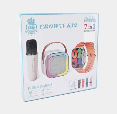 Crown K12 Combo: 4 Straps, Watch, Mic & Speaker HD Display And Smoth Touch