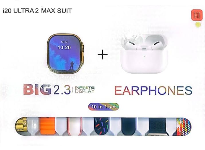 i20 Ultra MAX SmartWatch Amoled Display with Airpods Pro