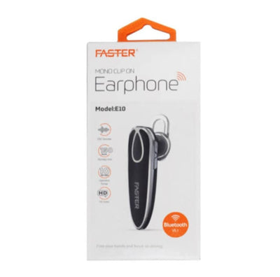 Faster E10 Mono Clip-On Wireless Headset crystal-clear sound quality