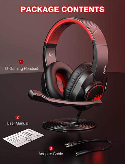 Eksa T8 Gaming Headset Built-in Microphone Designed for Comfort