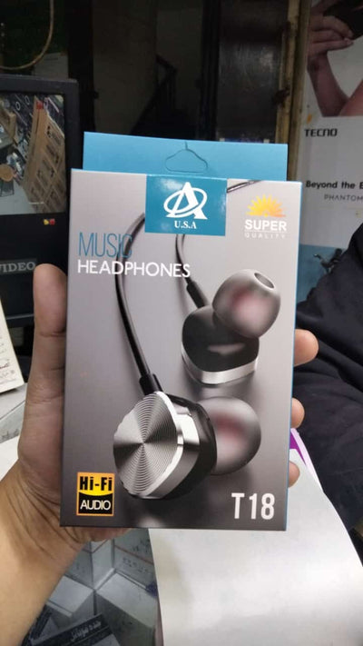 USA T18 Stereo Headphones Built-in Microphone