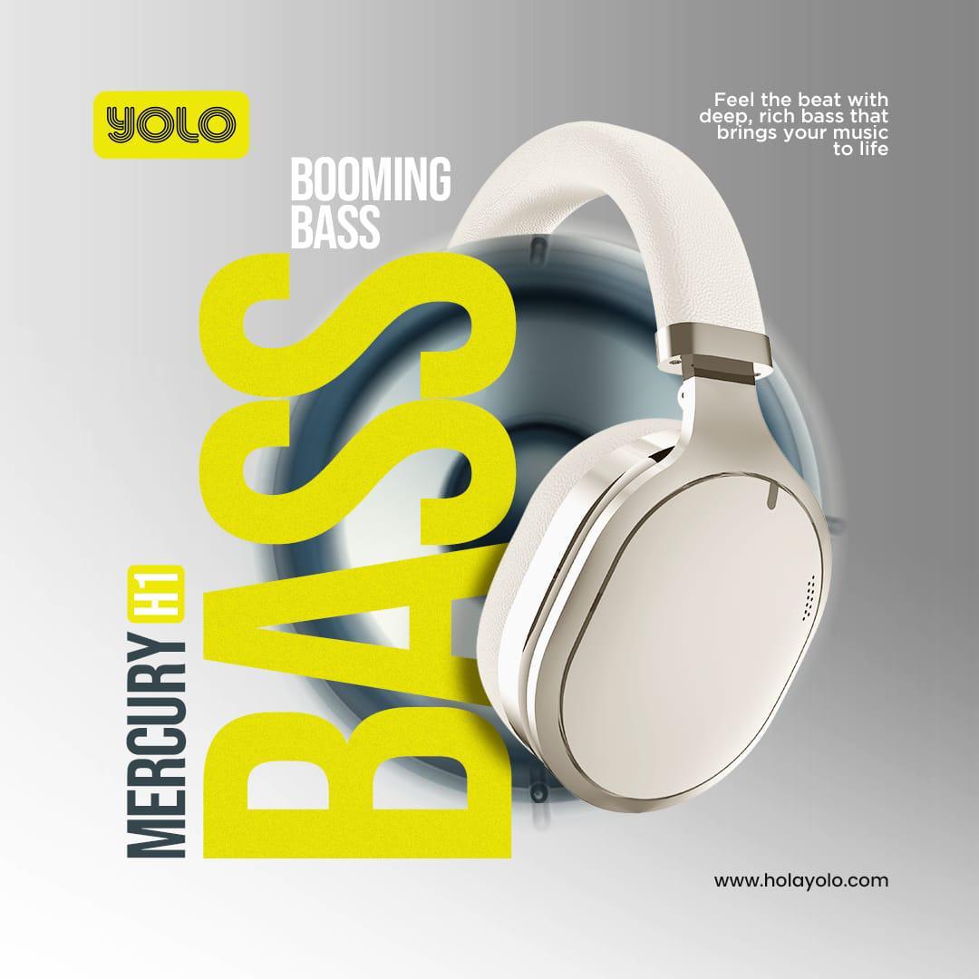 Yolo booming bass mercury headphones Noise-isolating ear cushions 12 Month Warranty