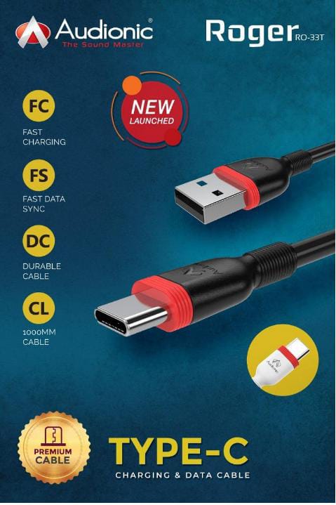 Audionic Type-C Charging & Data Cable 2.4A Roger RO-33T